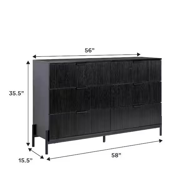 Reeded Modern 6-Drawer Dresser