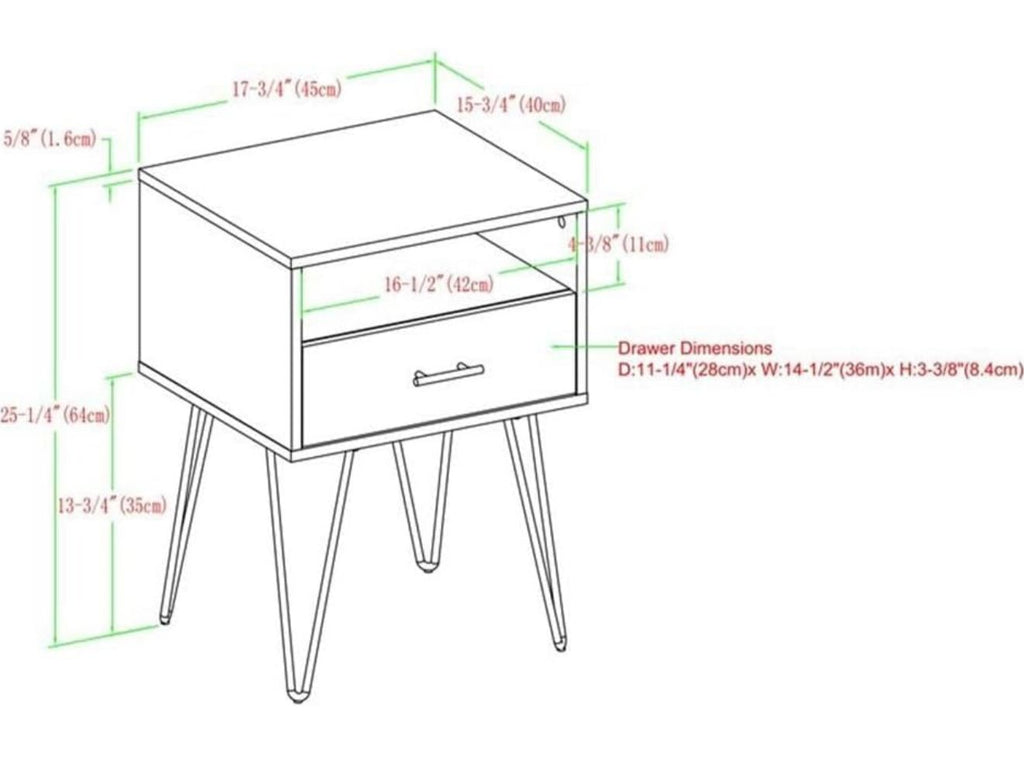 Set of 2 18” Modern Hairpin Leg Nightstands - Dark Walnut