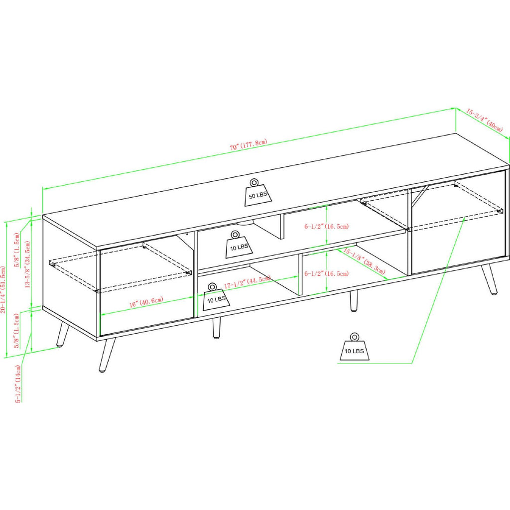 Noah 70" TV Stand in Black Finish