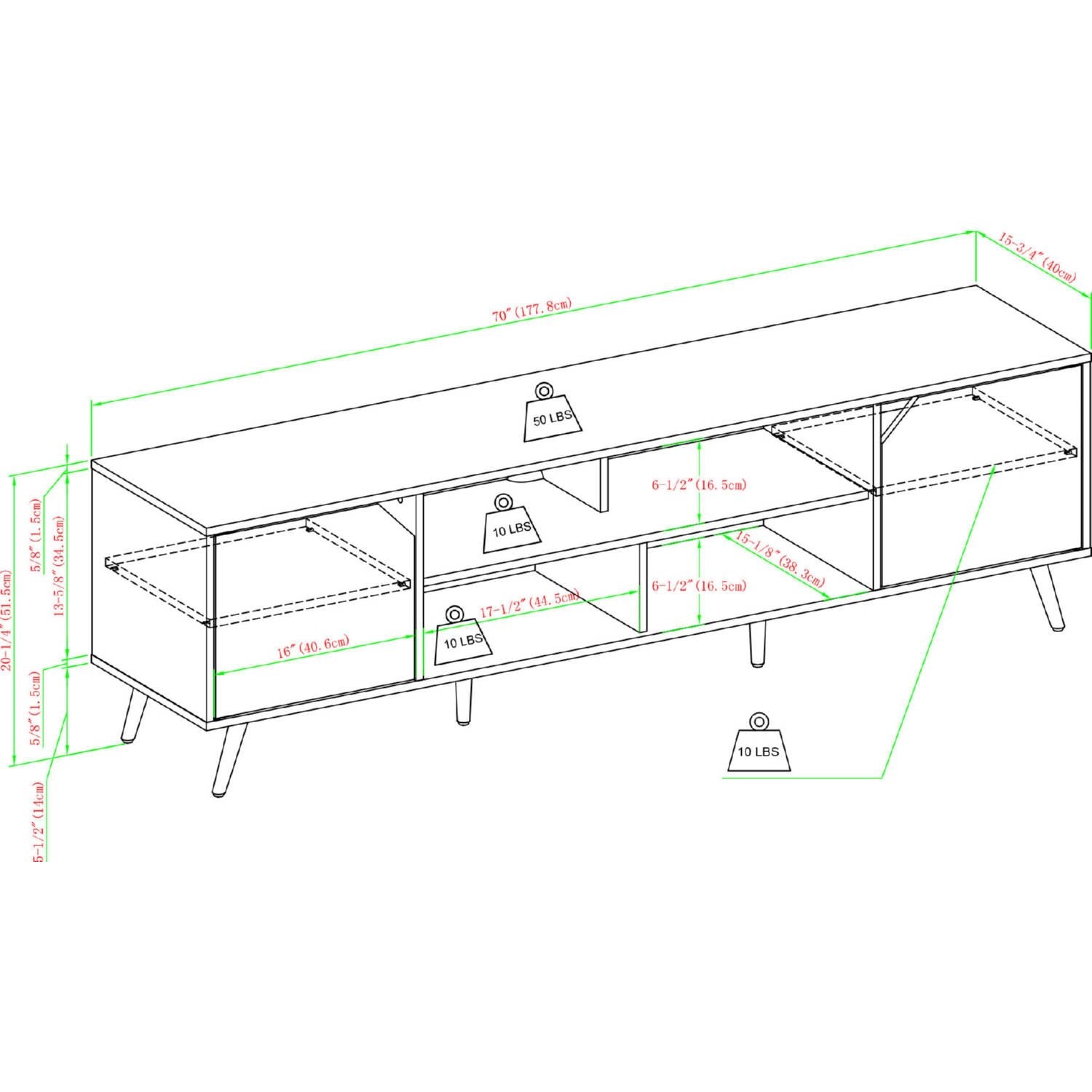 Noah 70" TV Stand in Black Finish