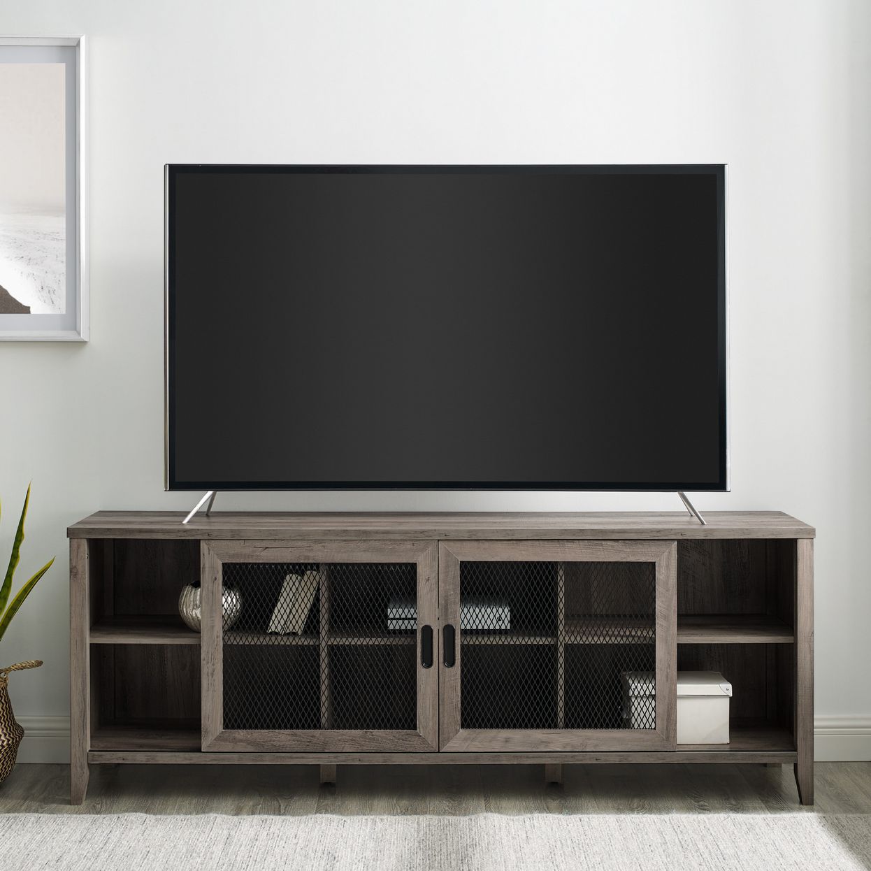 Arthur 70" Industrial Sliding Mesh Door TV Stand
