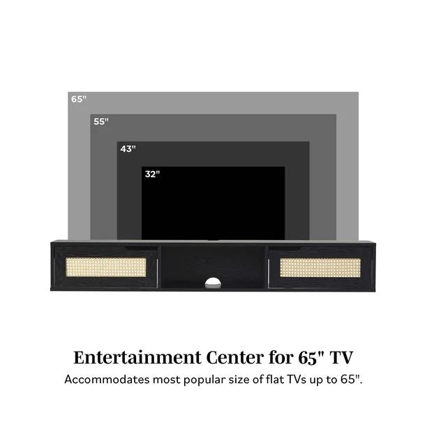 Modern Floating Rattan-Door TV Stand
