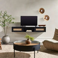 Modern Floating Rattan-Door TV Stand