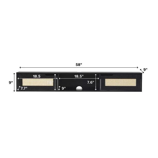 Modern Floating Rattan-Door TV Stand