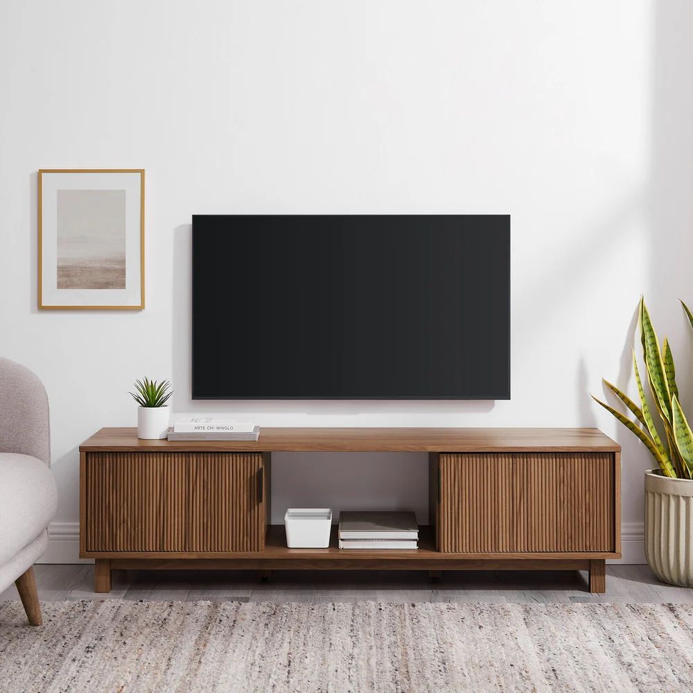 Reema Arundo 58” Scandinavian Reeded TV Stand - Mocha