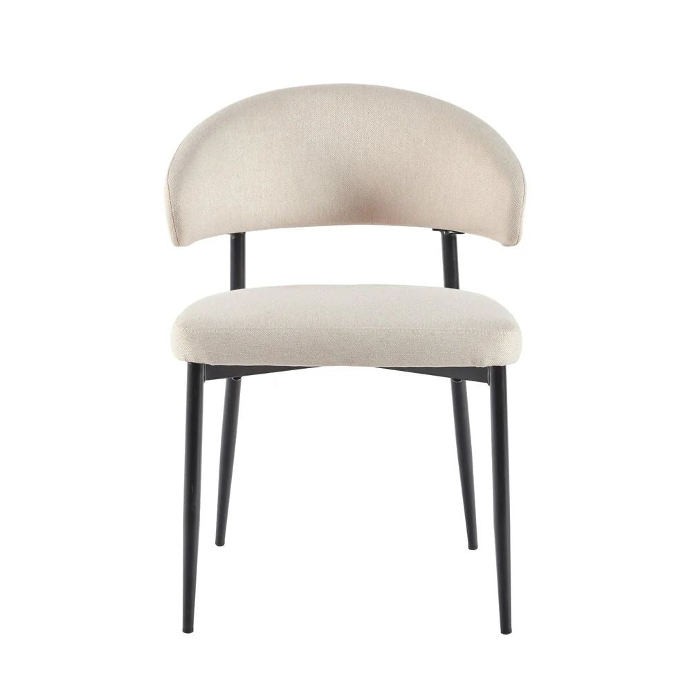 Set of 4 Modern Upholstered Curved Dining Chair - Ivory
