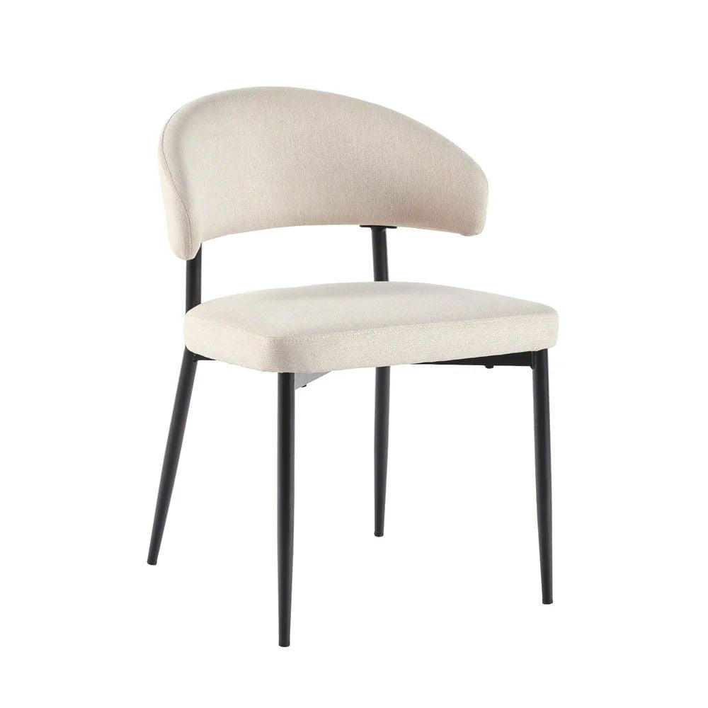 Set of 4 Modern Upholstered Curved Dining Chair - Ivory