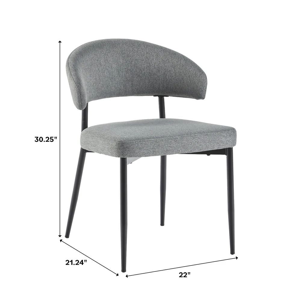 Set of 4 Modern Upholstered Curved Dining Chair - Ivory