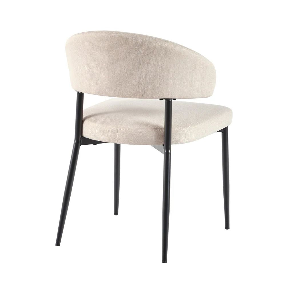 Set of 4 Modern Upholstered Curved Dining Chair - Ivory