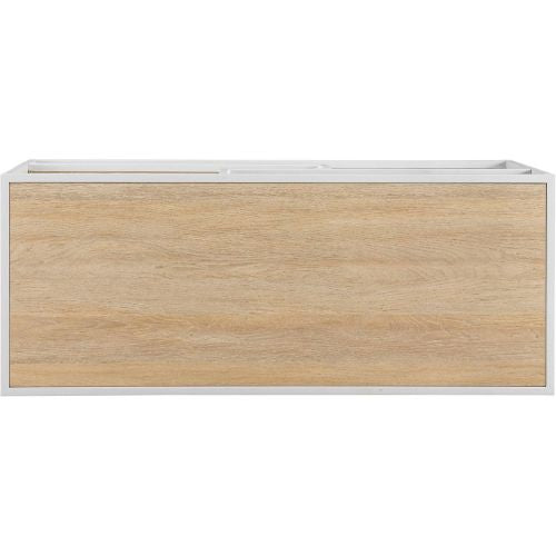 Maya 40" TV Stand in Coastal Oak Finish & White Metal