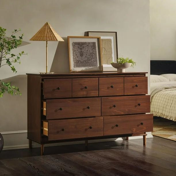 Mid-Century 6-Drawer Solid Wood Dresser