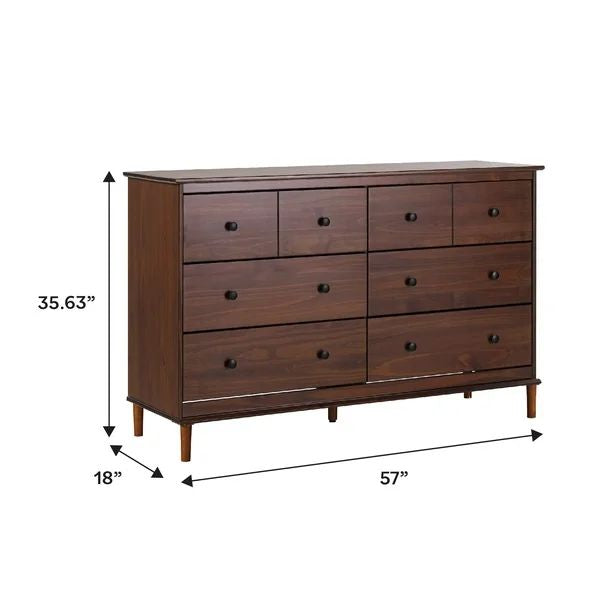Mid-Century 6-Drawer Solid Wood Dresser