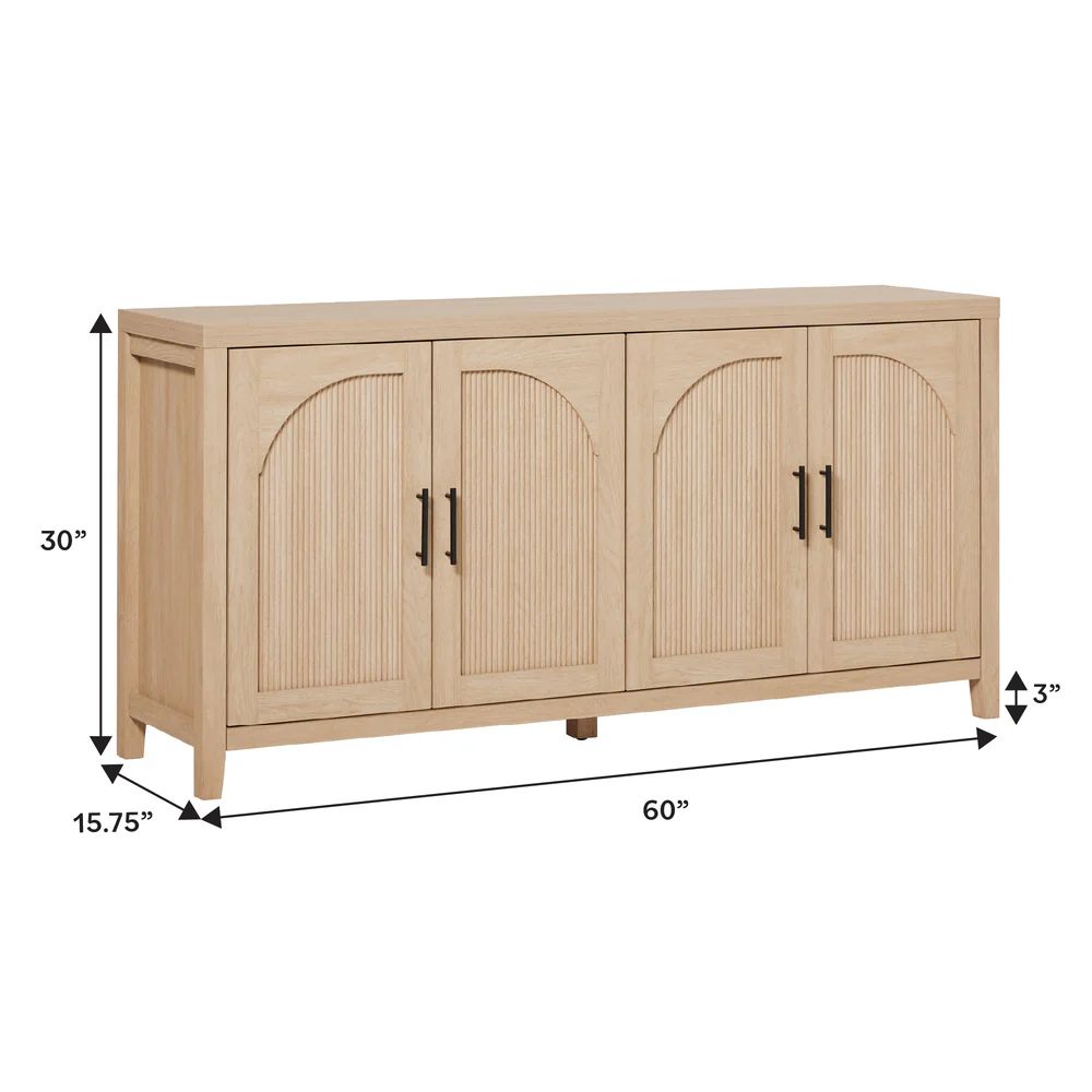 60” Modern Reeded Sideboard / TV Stand - Coastal Oak