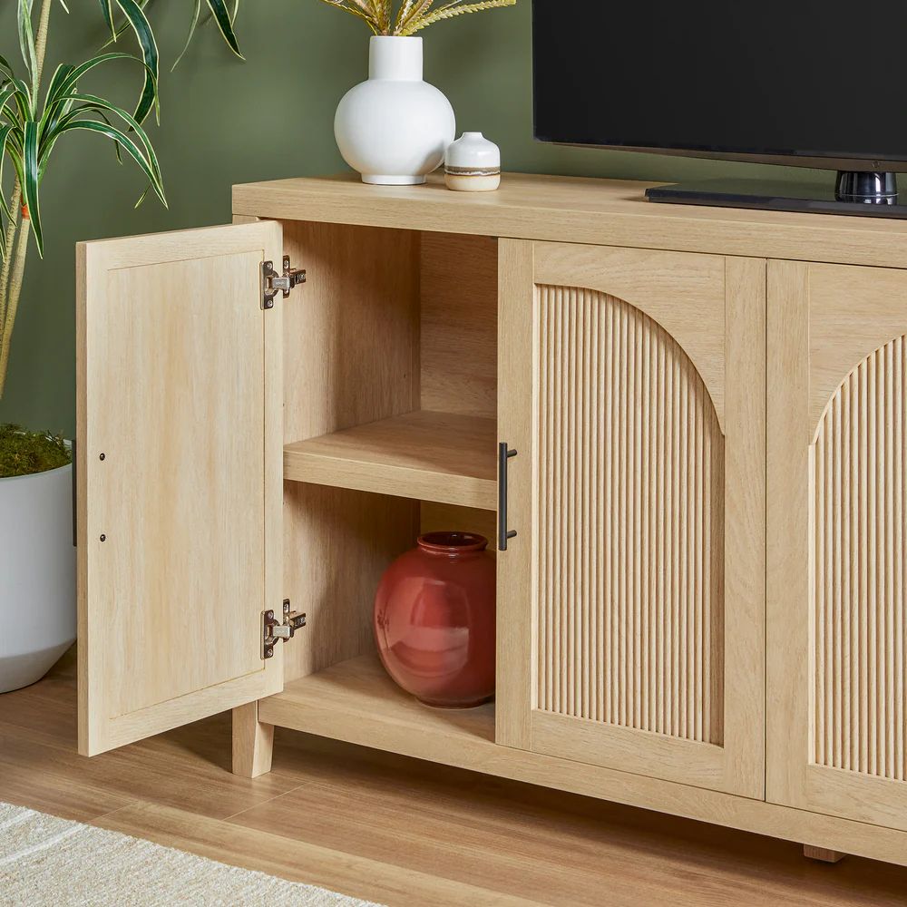 60” Modern Reeded Sideboard / TV Stand - Coastal Oak