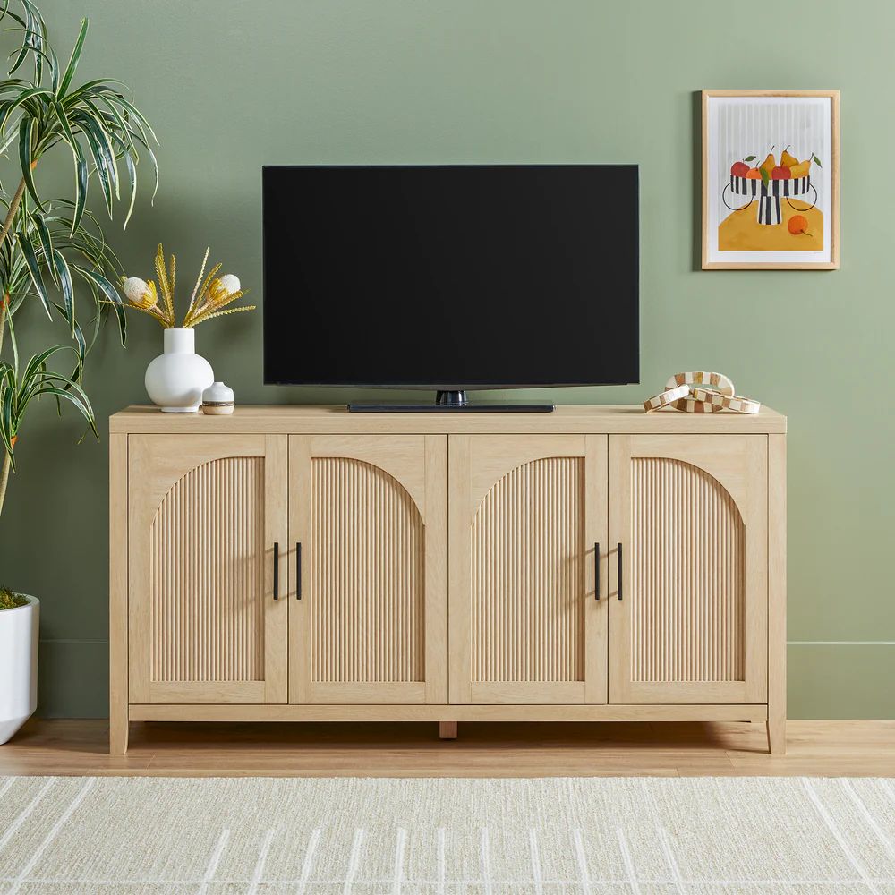 60” Modern Reeded Sideboard / TV Stand - Coastal Oak