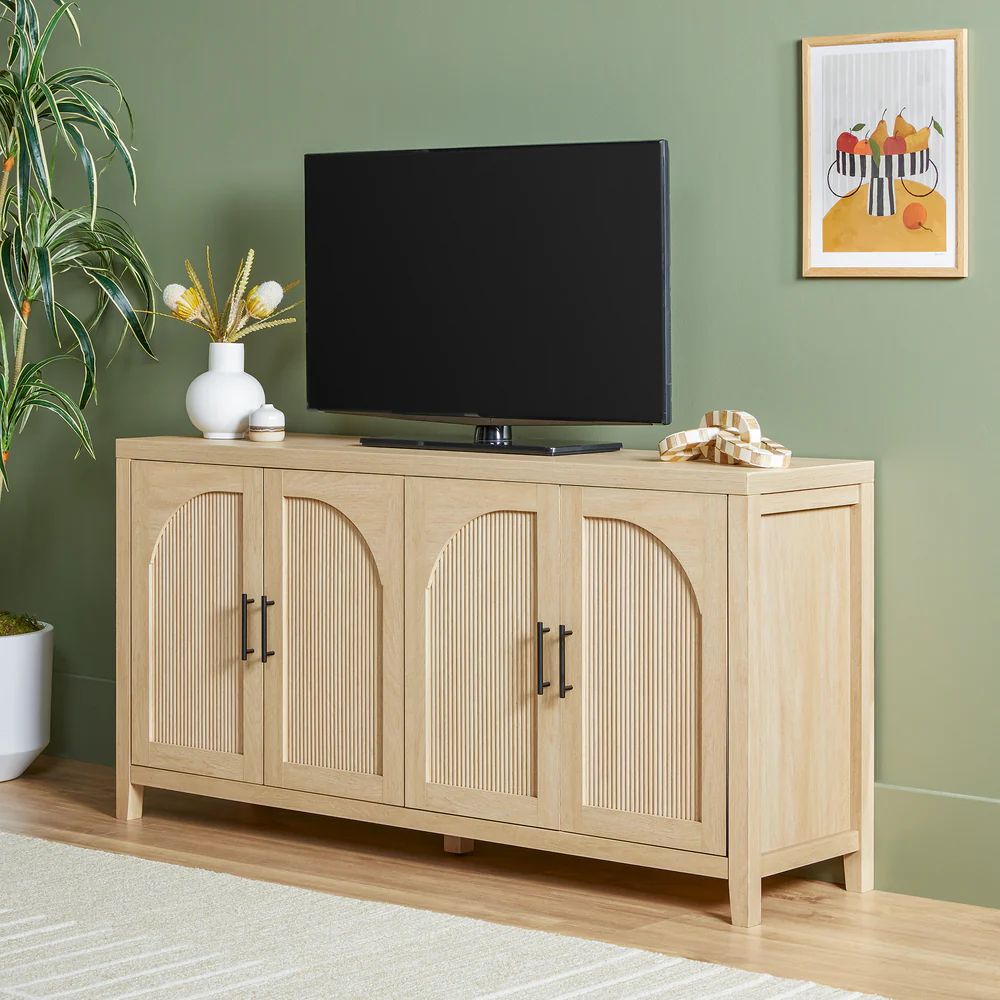 60” Modern Reeded Sideboard / TV Stand - Coastal Oak