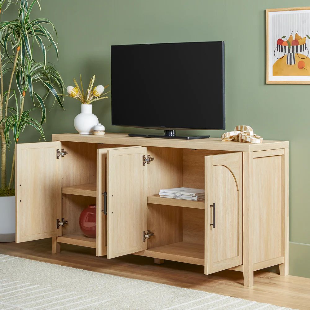 60” Modern Reeded Sideboard / TV Stand - Coastal Oak