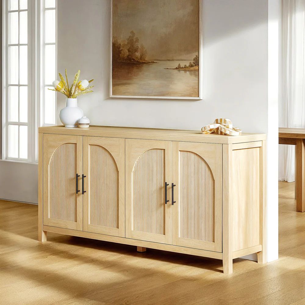 60” Modern Reeded Sideboard / TV Stand - Coastal Oak