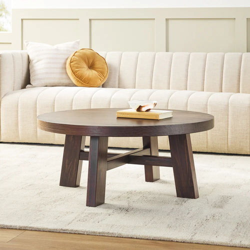 Colt 36 in. Espresso Rustic Round Solid Wood Coffee Table
