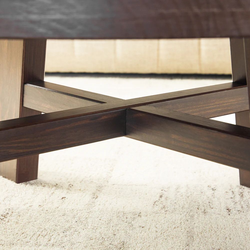 Colt 36 in. Espresso Rustic Round Solid Wood Coffee Table