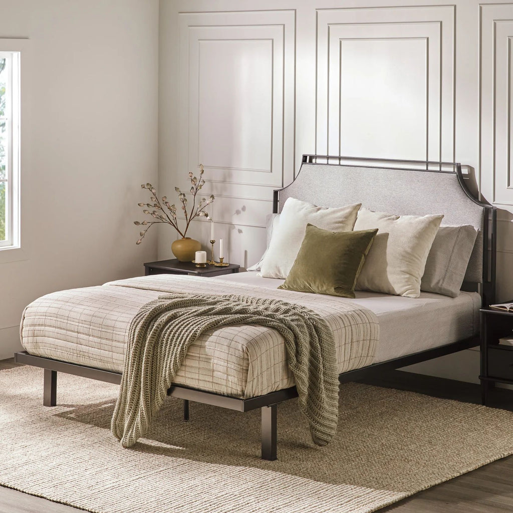 Upholstered Metal Queen Bed Frame