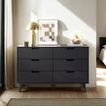 Simple Wood 6 Drawer Dresser with Cut Out Handles - Black