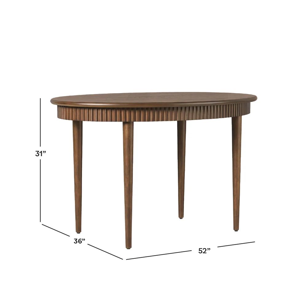 Samantha Modern Fluted Wooden 52" Oval Dining Table