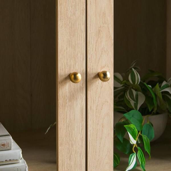 Samantha Modern Fluted Glass Bookcase Cabinet with Drawer