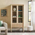 Samantha Modern Fluted Glass Bookcase Cabinet with Drawer