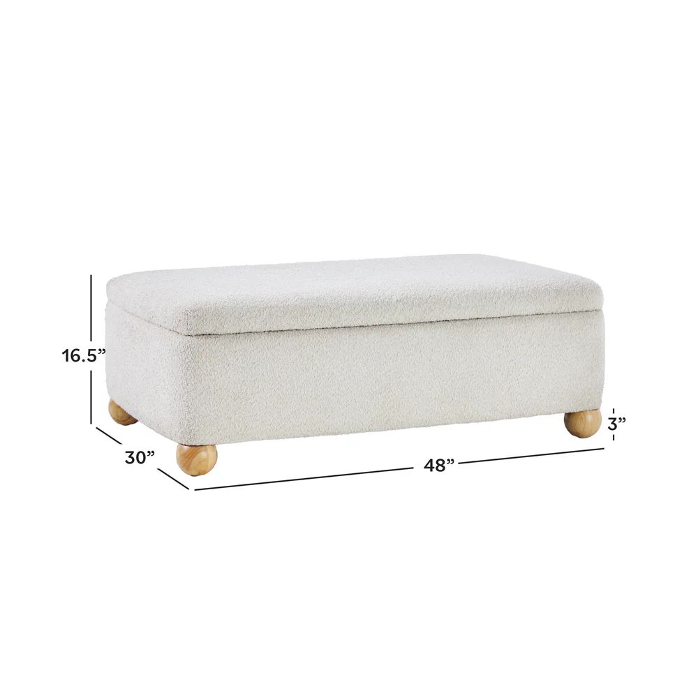 Linley Contemporary Boucle Upholstered Large Storage Ottoman