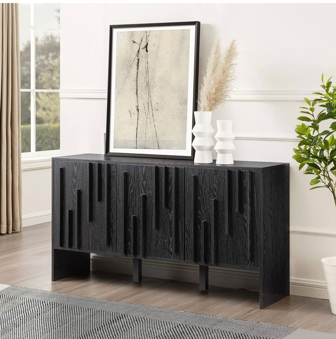 Silas Contemporary Wood Detailed-Door Sideboard / TV Stand