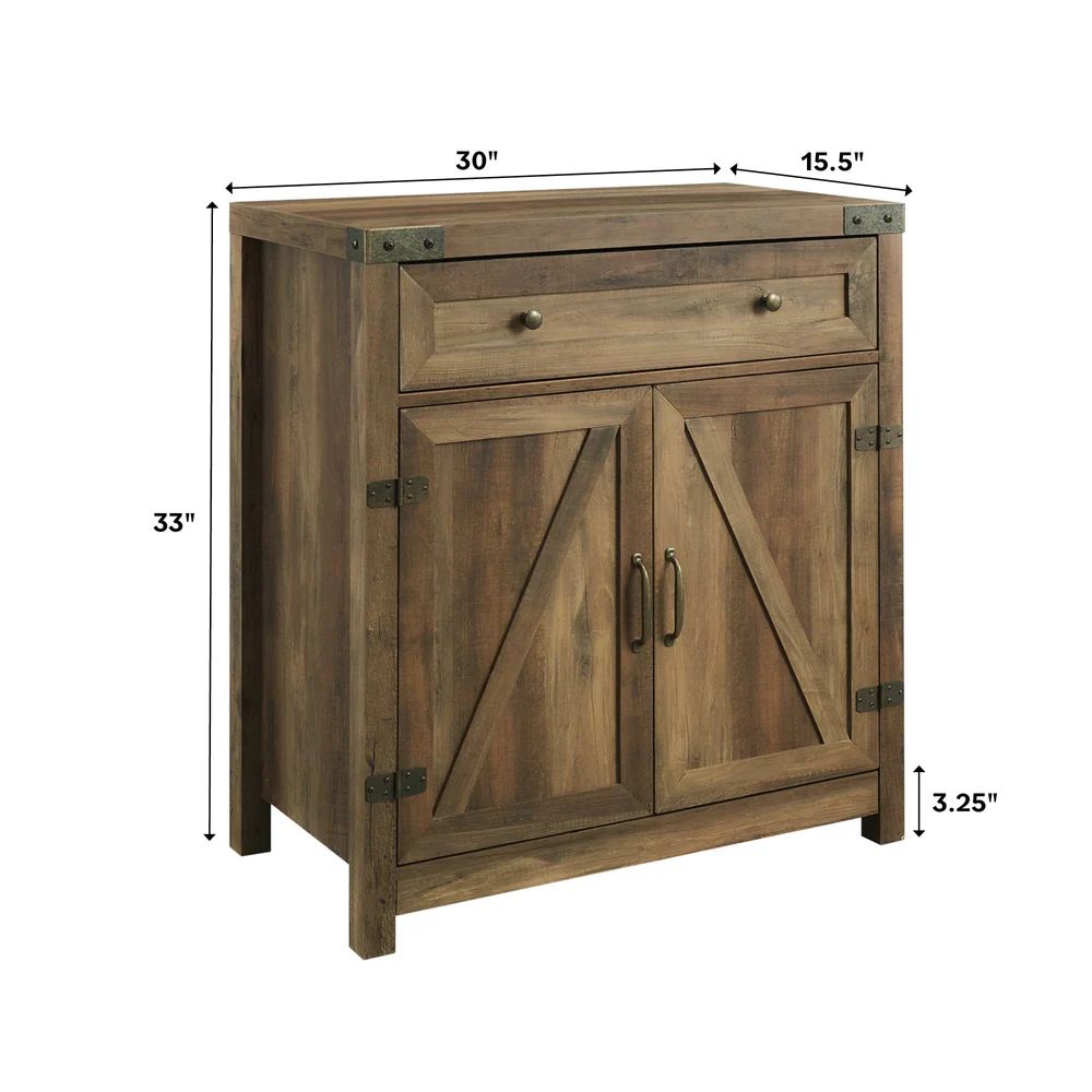 Barn Door Accent Cabinet - Rustic Oak