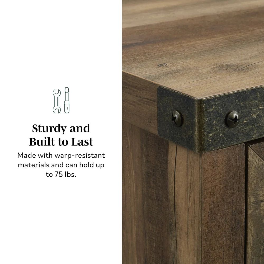 Barn Door Accent Cabinet - Rustic Oak