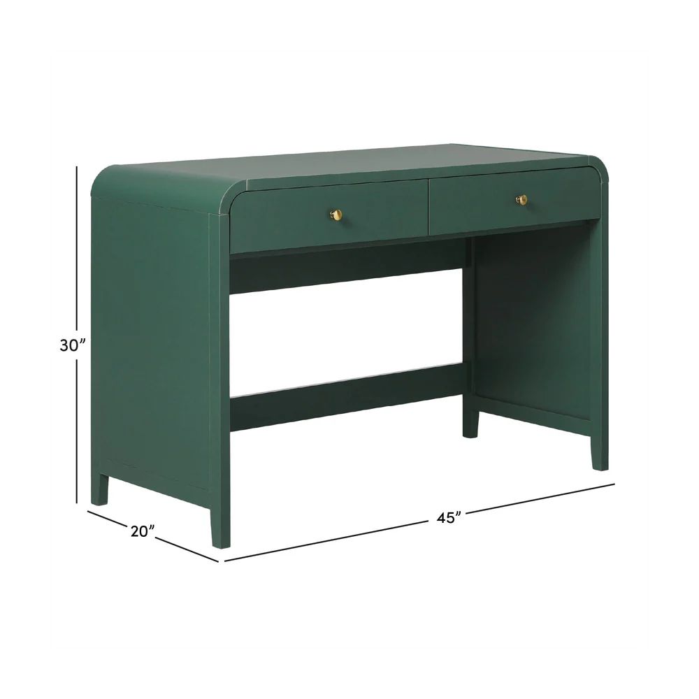 Zoey Modern Curve Design Writing Desk - Green