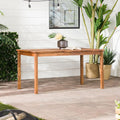Contemporary Acacia Solid Wood Slat-Top Outdoor Dining Table - Brown