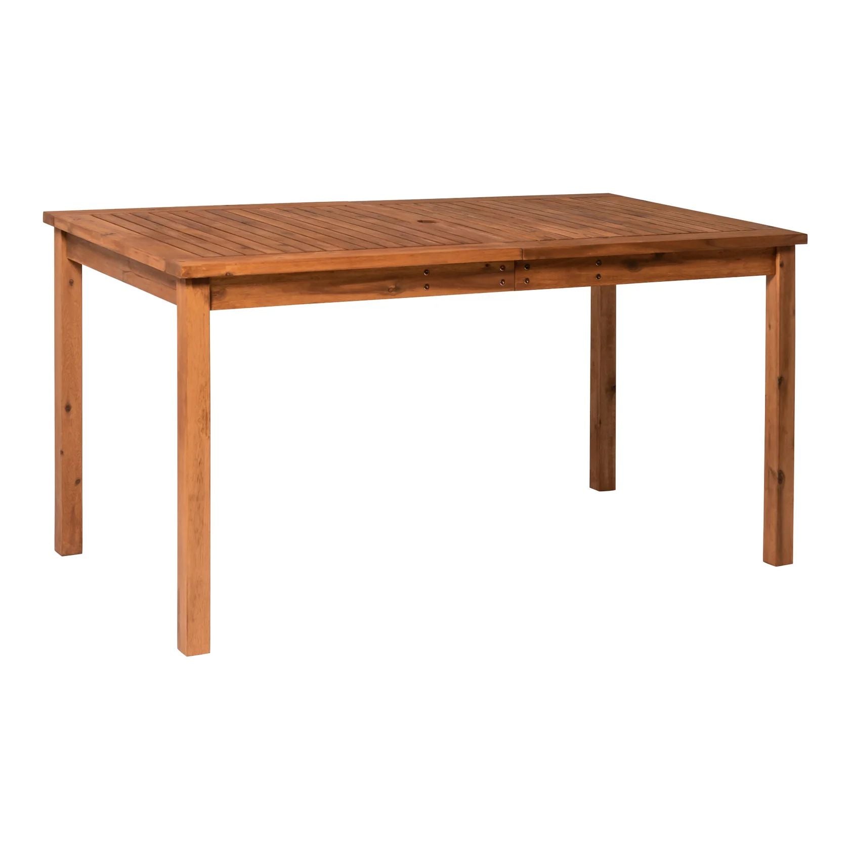 Contemporary Acacia Solid Wood Slat-Top Outdoor Dining Table - Brown