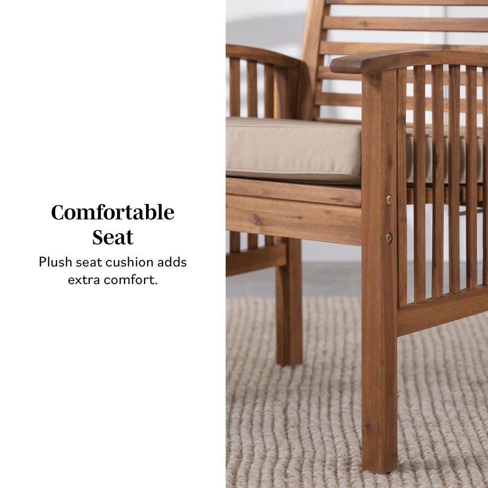 Set of 2 Midland Outdoor Patio Solid Wood Chairs with Cushions