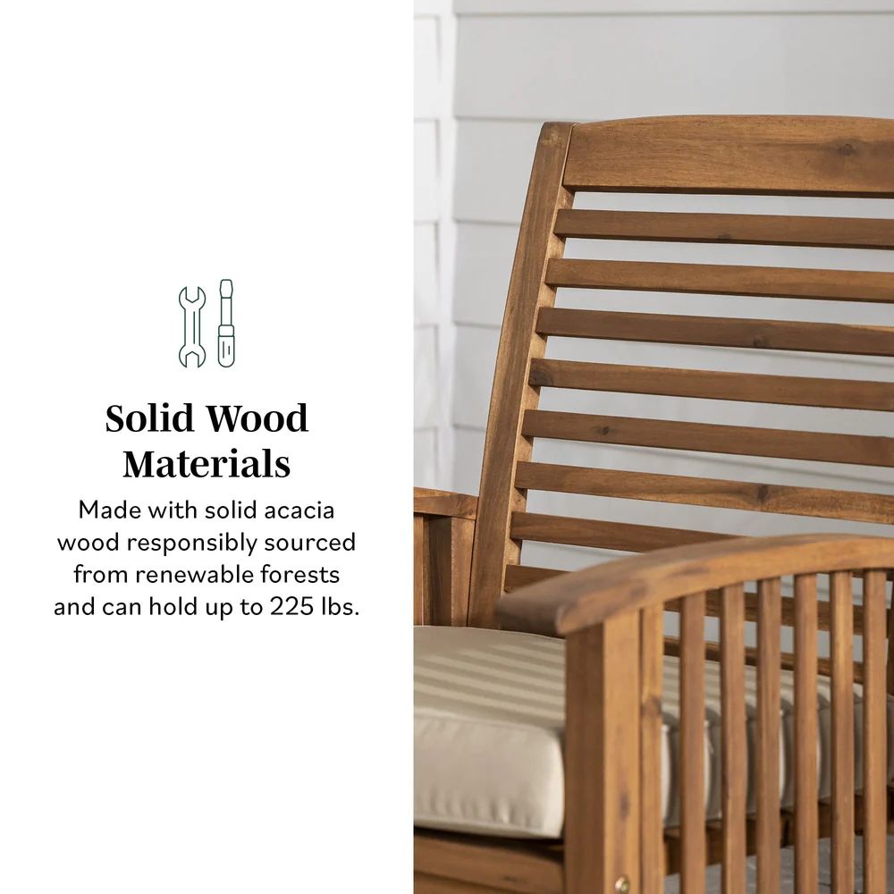 Set of 2 Midland Outdoor Patio Solid Wood Chairs with Cushions