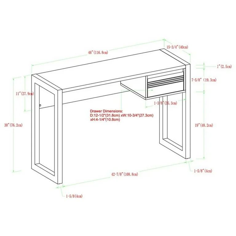 Ashton 46-inch Fluted Drawer Writing Desk